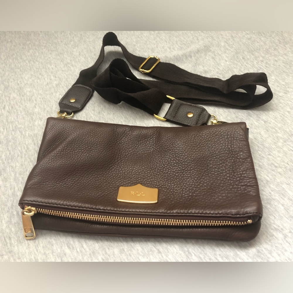 Lauren Ralph Lauren Leather Ralph Mini Crossbody Bag Brown - Picture 3 of 14
